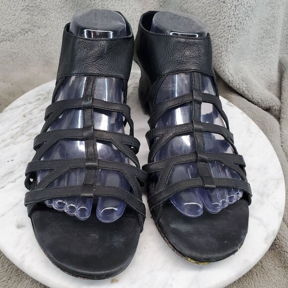 Eileen Fisher Shoes Womens 8.5 Black Leather Nest Caged Gladiator - Picture 4 of 9